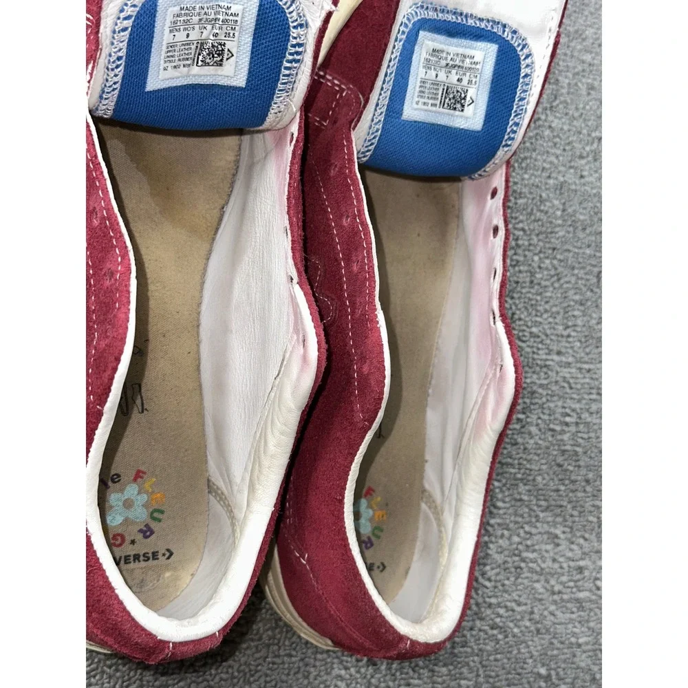 Converse Golf Le Fleur Sneakers M7 W9 Burgundy Red Low Top Suede Floral Rhubarb - Picture 8 of 11